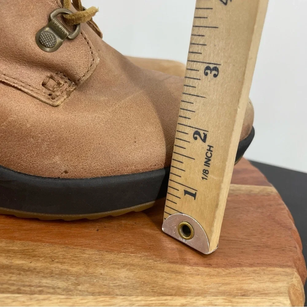 Sperry Luca Peak Tan brown suede leather fur lined wedge hiking‎ boot Sz 10